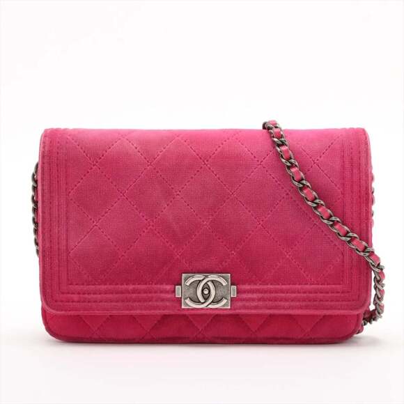 CHANEL Handbags - Chanel Boy Velour Chain Wallet Shoulder Bag for Women